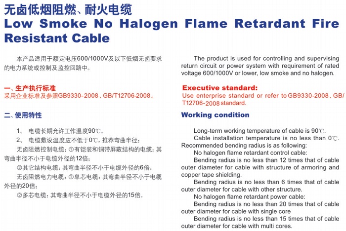 无卤低烟阻燃、耐火电缆
