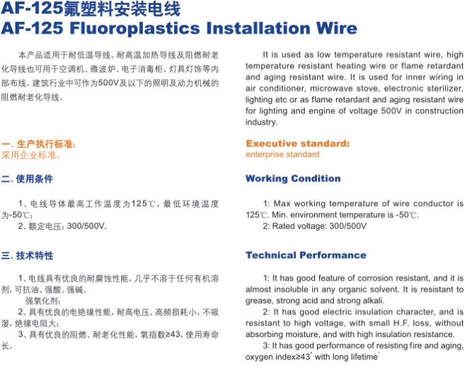 AF-125氟塑料安装电线