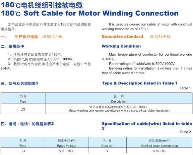 180℃电机绕组引接软电缆